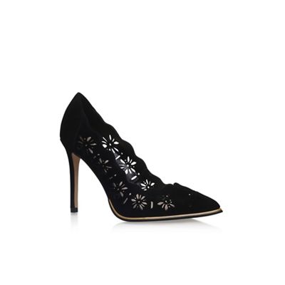 Black 'Crown' high heel court shoes